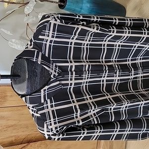 Susan Graver Printed Stretch Woven Button Front Tunic | Black | New | Large